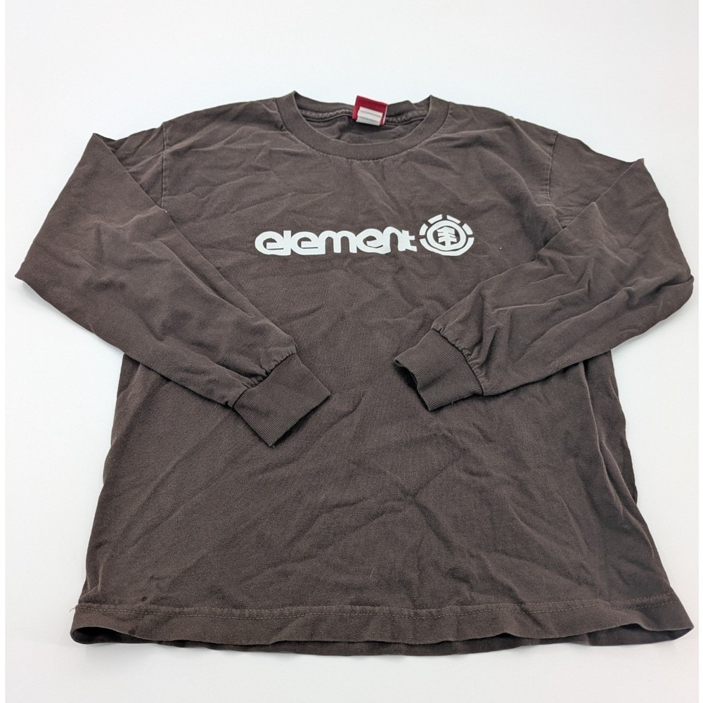 Vintage Element LS T-Shirt Mens Medium Brown Skateboard Made USA Y2K